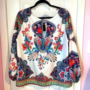 Parrot & Floral long sleeve top